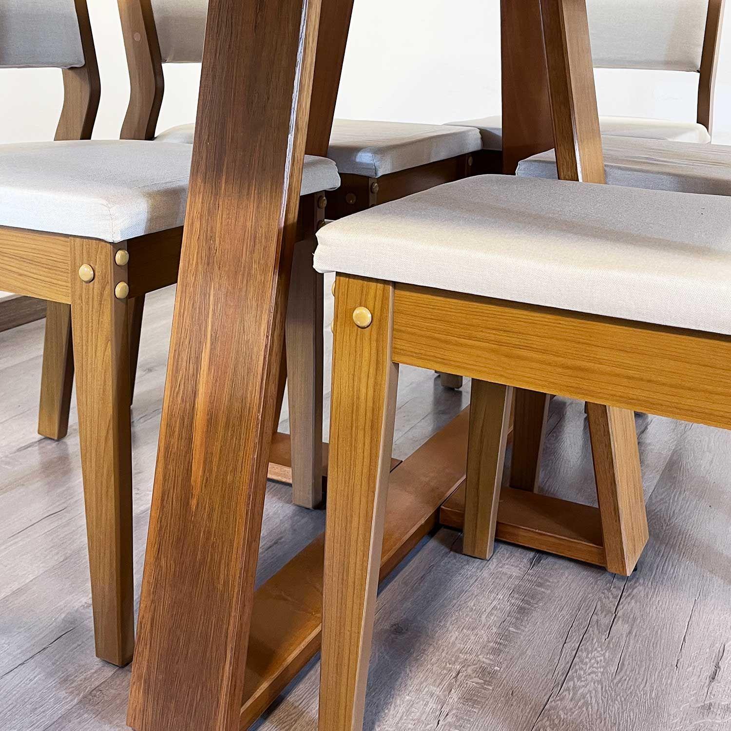 Juego de Comedor Prisma 160x90 cm Vidrio 6 Sillas Beige-4
