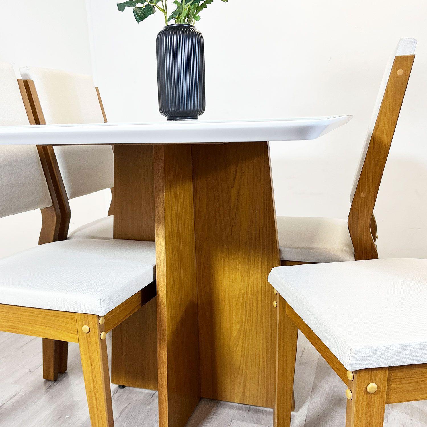 Juego de comedor Encanto 120x80 cm Vidrio 4 sillas Beige-2