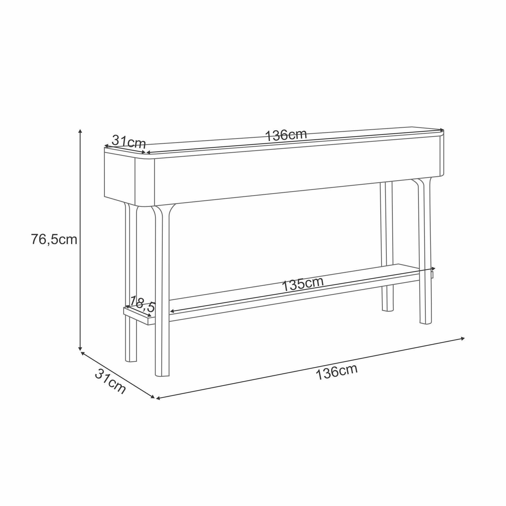 Arrimo Nantes Off White / Cinamomo 136 x 76,5 x 31 cm-1