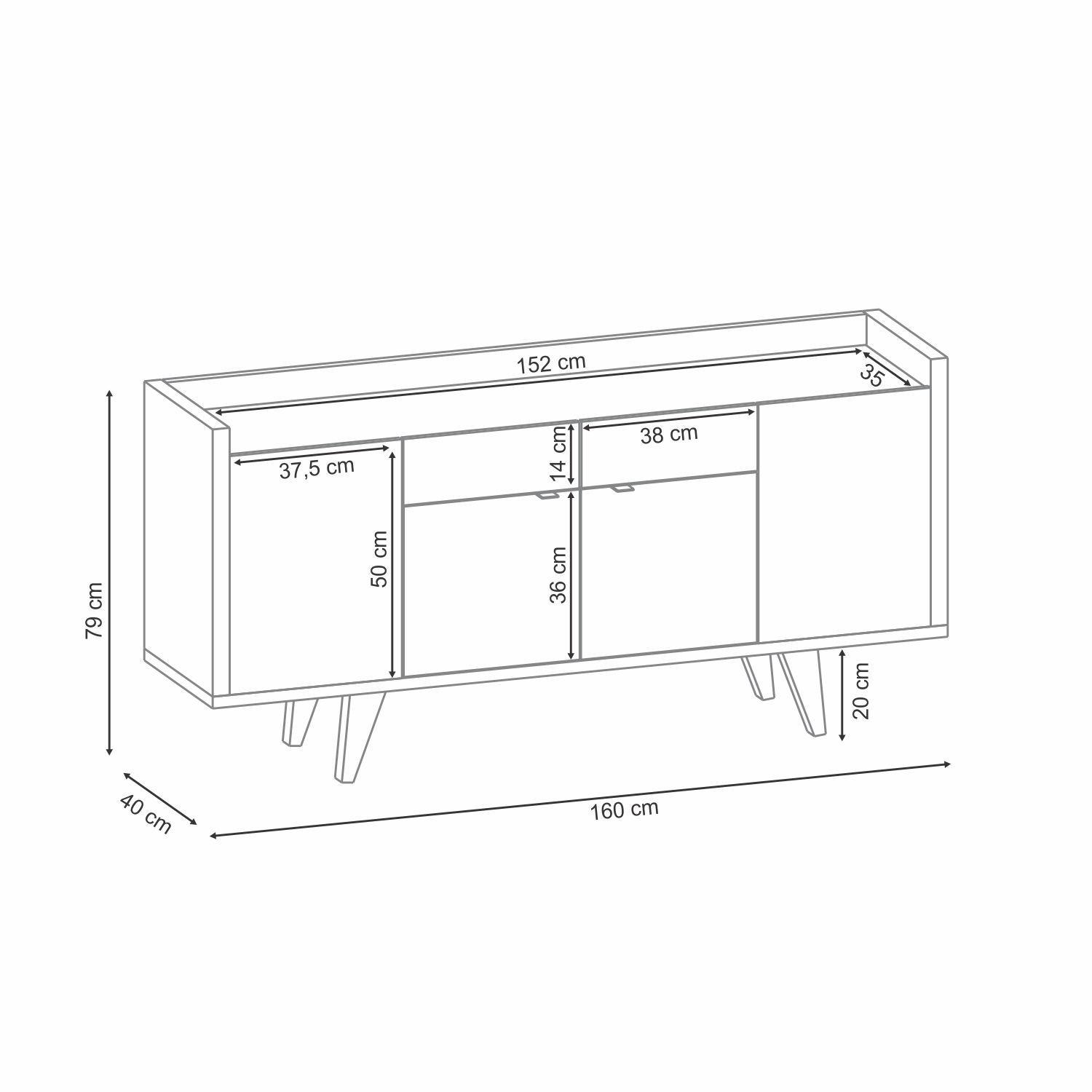 Buffet Sinfonía off White Cinamomo 160x79x40 cm-6
