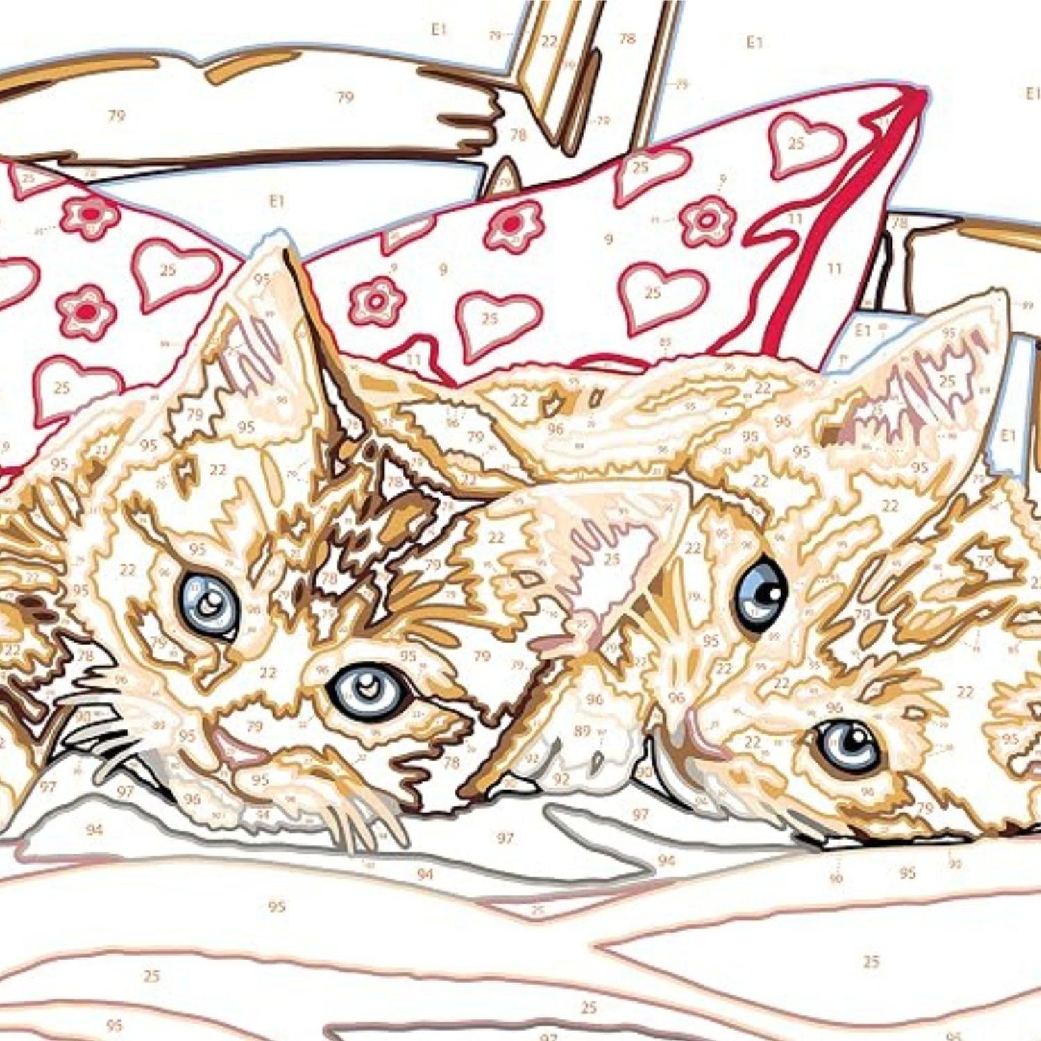 Canvas pinta por número: Gatitos en la Almohada-2