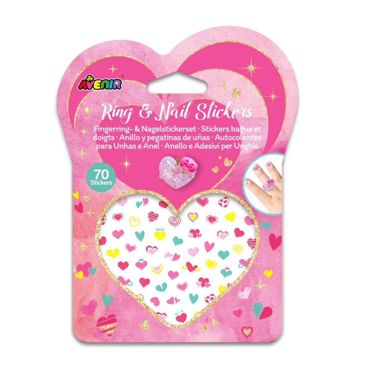 Set de Anillo y Stickers para Uñas - Corazones-0