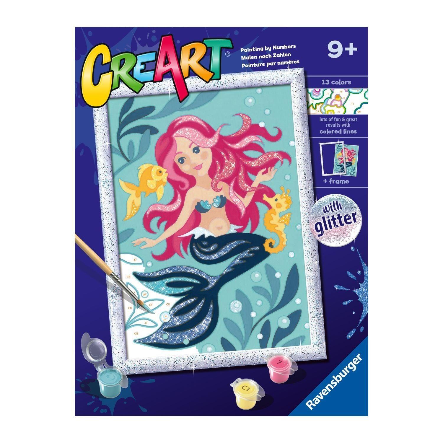Canvas pinta por número: Sirena Brillante-3