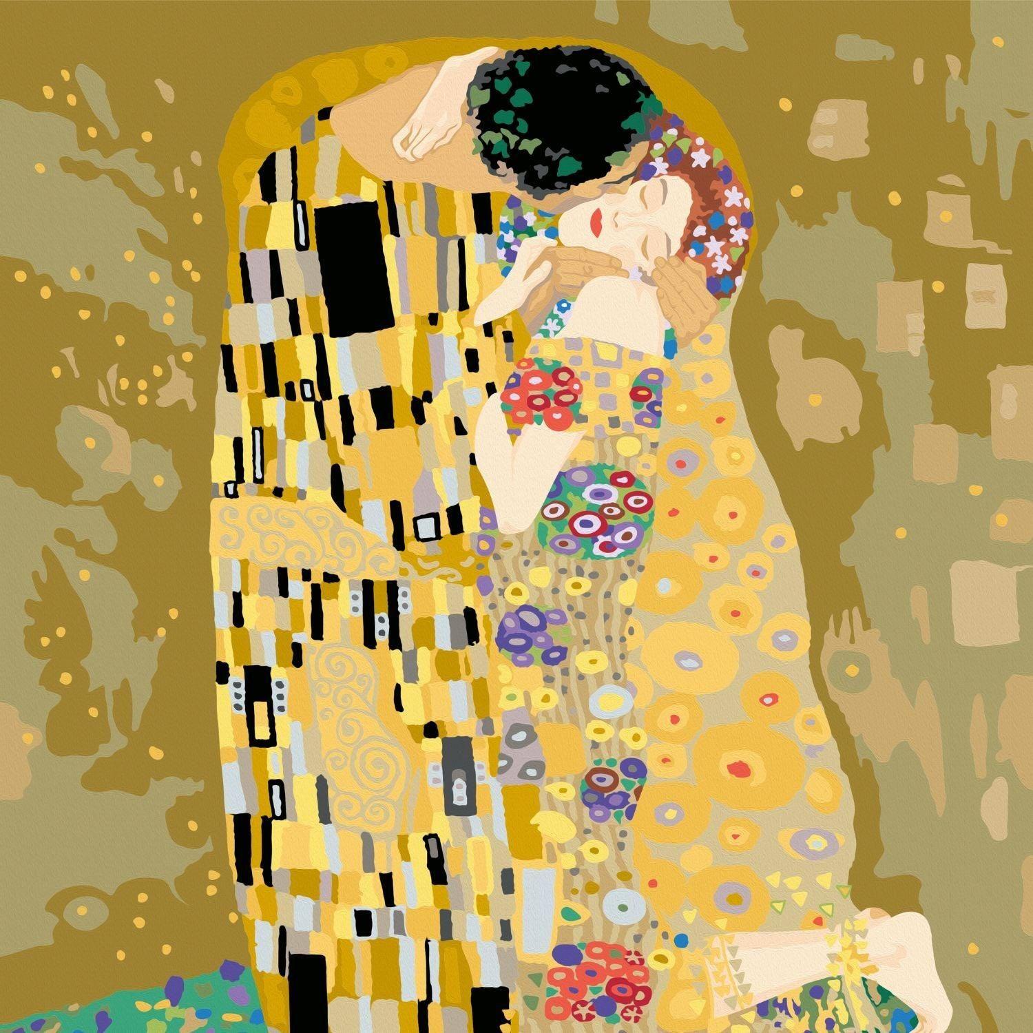 Canvas pinta por número: Gustav Klimt - El Beso-3