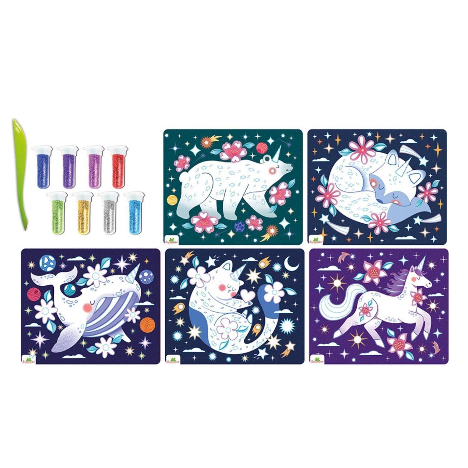 Set Arte Láminas Glitter - Animales Mágicos-1