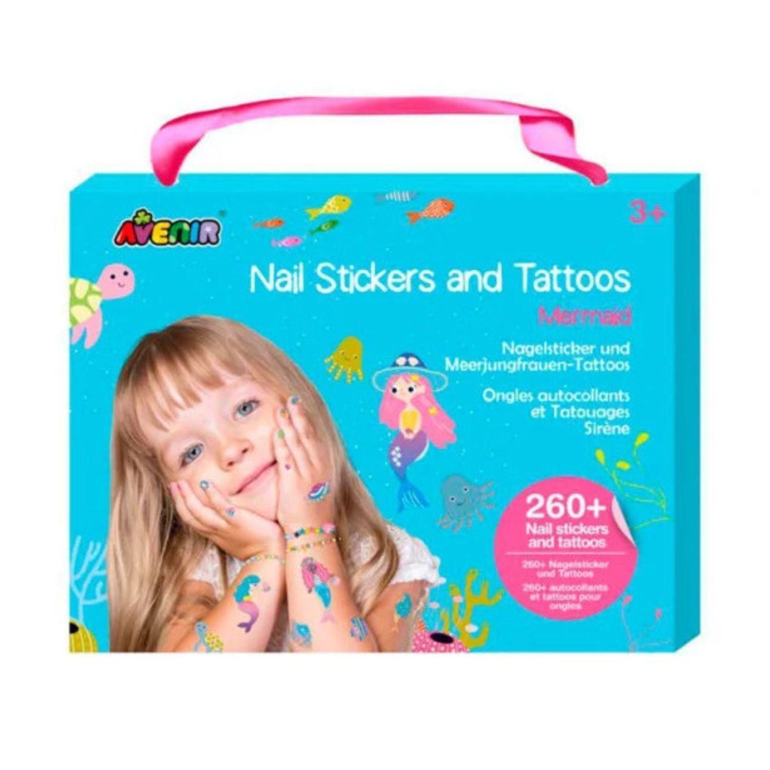 Set de Stickers para Uñas y Tatuajes Temporales - Sirenas-0