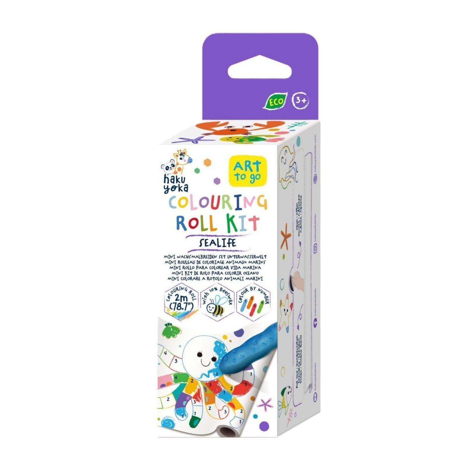 Mini Kit Rollo de Papel y Crayones para Colorear · Vida Marina-0