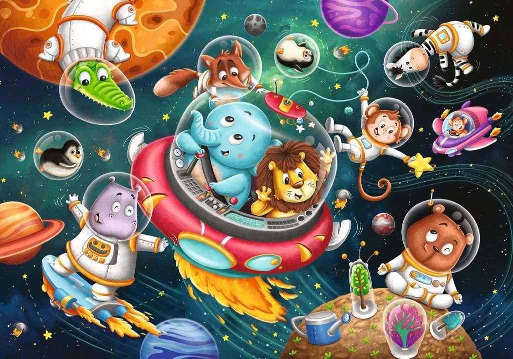 Puzzle Animales en el Espacio 2x12p-2