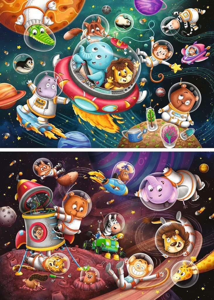 Puzzle Animales en el Espacio 2x12p-3