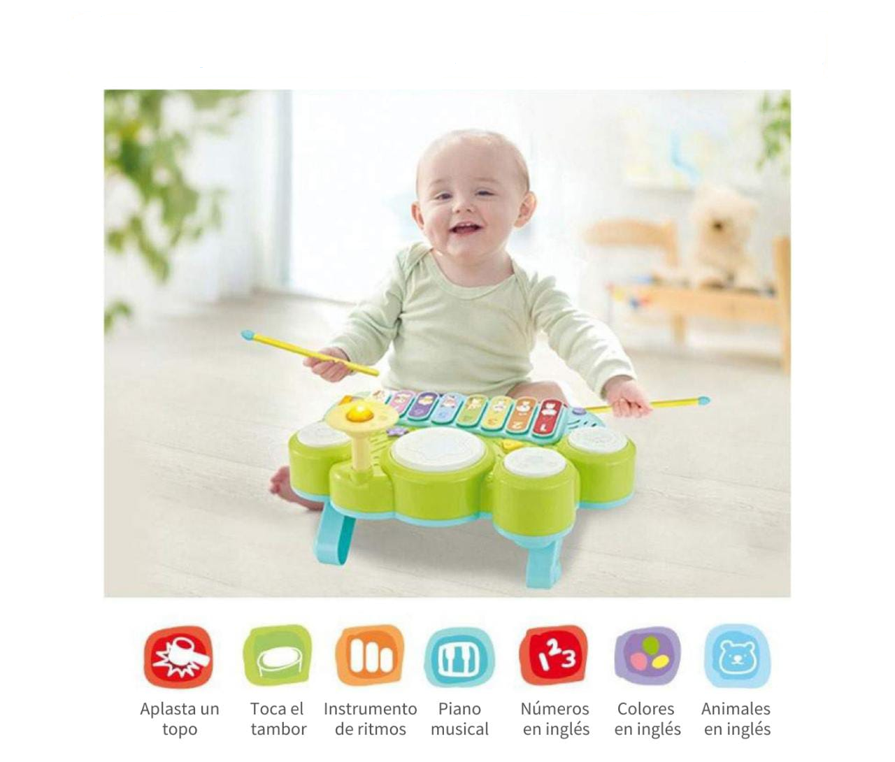 Juguete Didáctico Musical. Xilofono, Piano Y Tambor-2