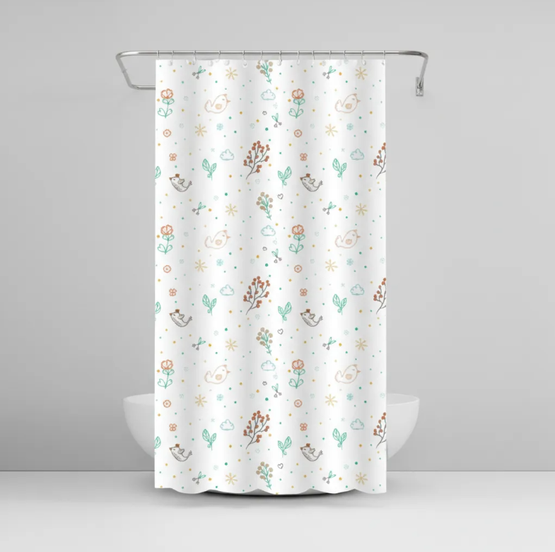 Cortina de Baño Estampado de Pajaros-2