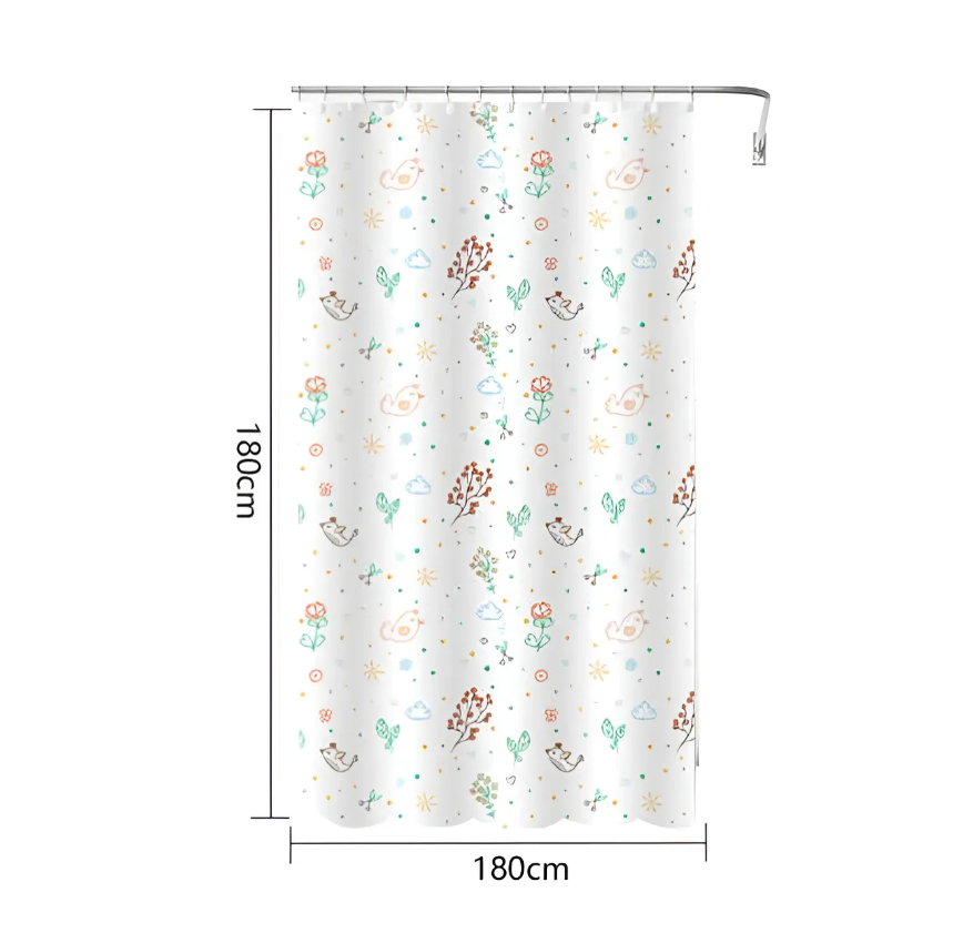 Cortina de Baño Estampado de Pajaros-4