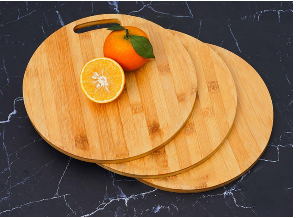 Set X3 Tabla De Picar Redonda De Madera 25 cm-3