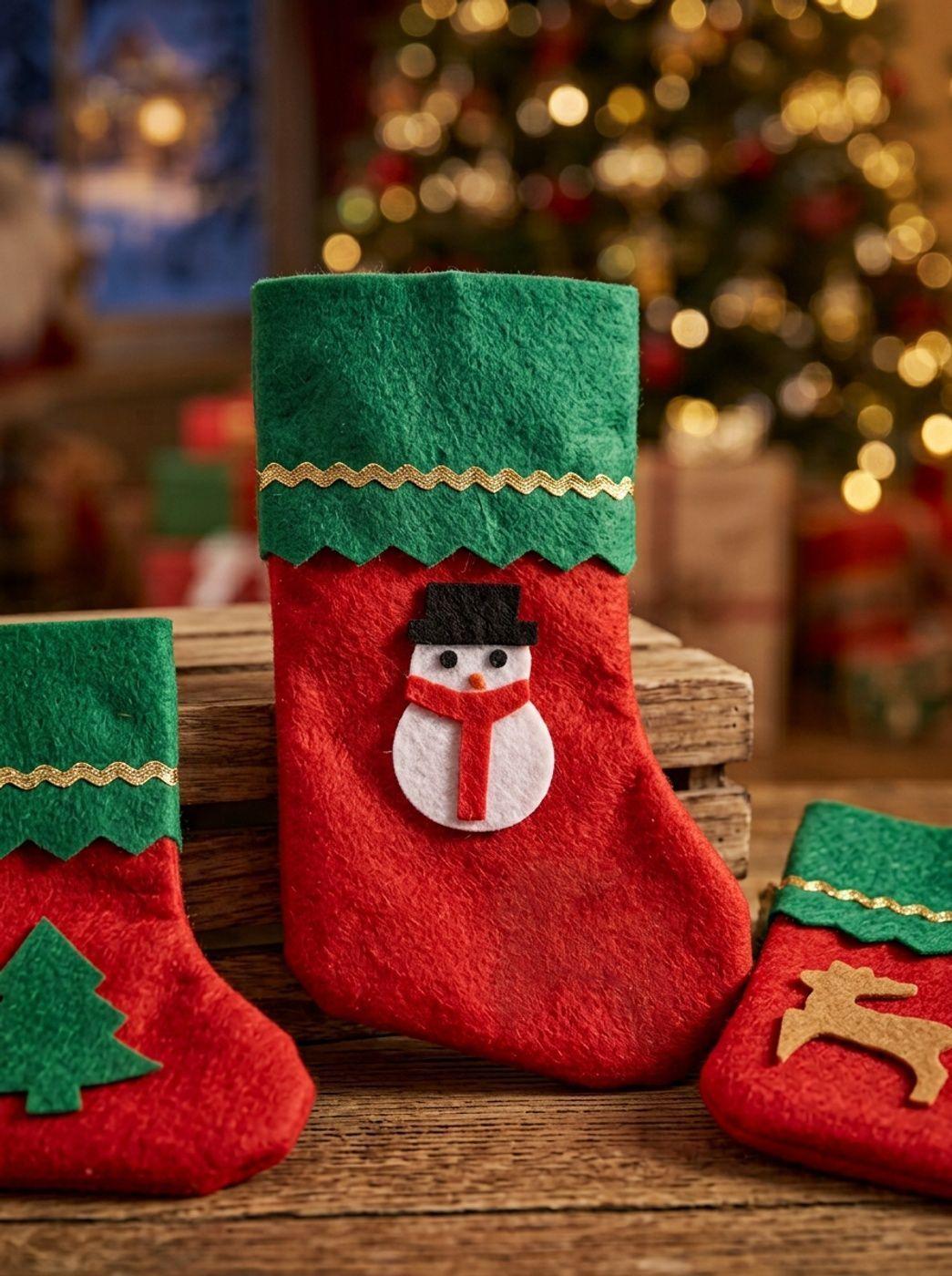 Set X12 Bota De Navidad Con Borde Verde 22x14cm-2