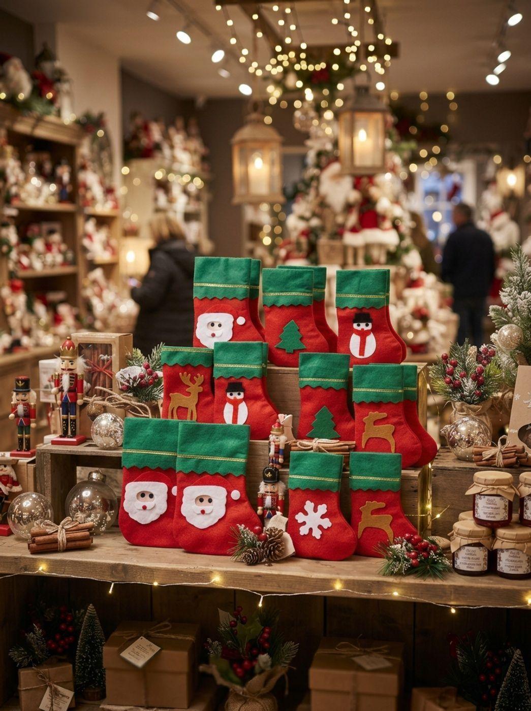 Set X12 Bota De Navidad Con Borde Verde 22x14cm-4