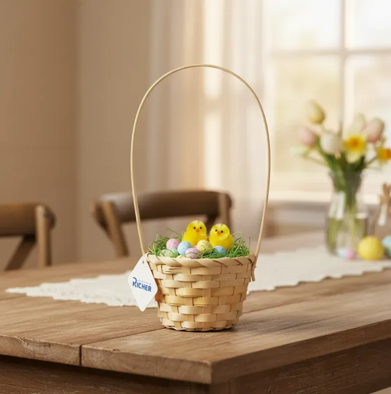 Canasta De Pascua Tejida De Mimbre-2