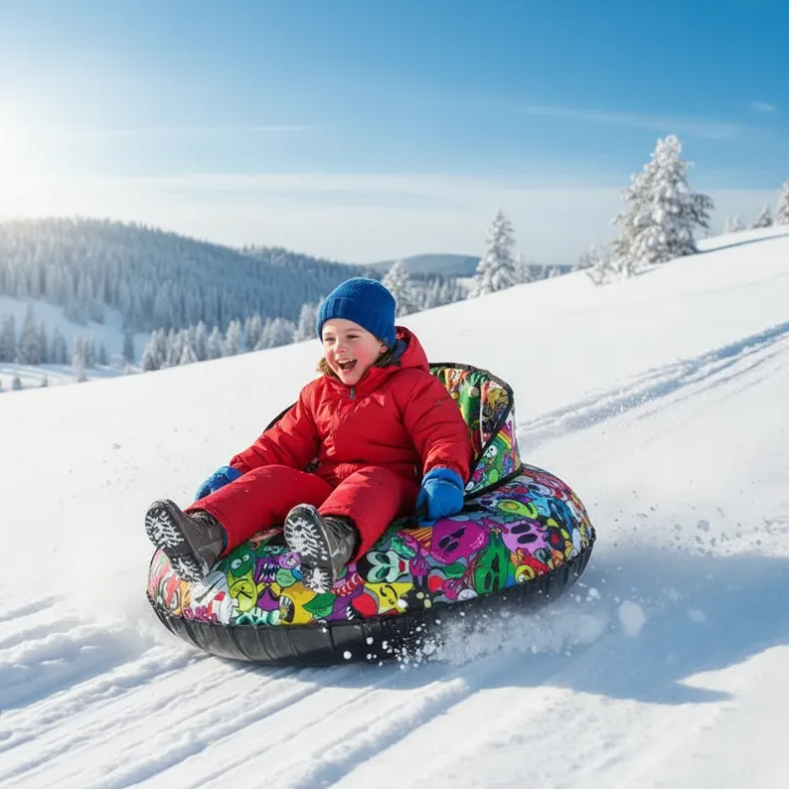 Trineo Inflable Donut Para Nieve 90cm Con Asiento Y Manillas-4