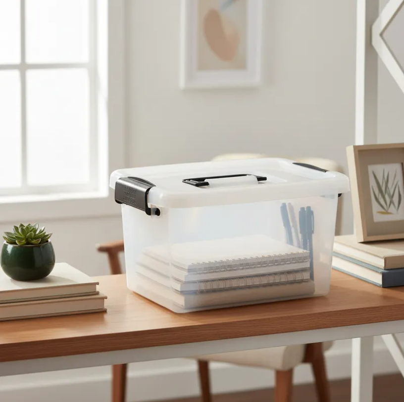 Caja organizadora plastica con tapa y asas 15L-2