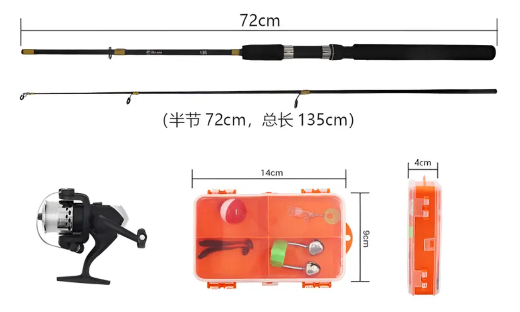 Kit De Pesca Caña 1,35m Con Carrete Y Accesorios-5
