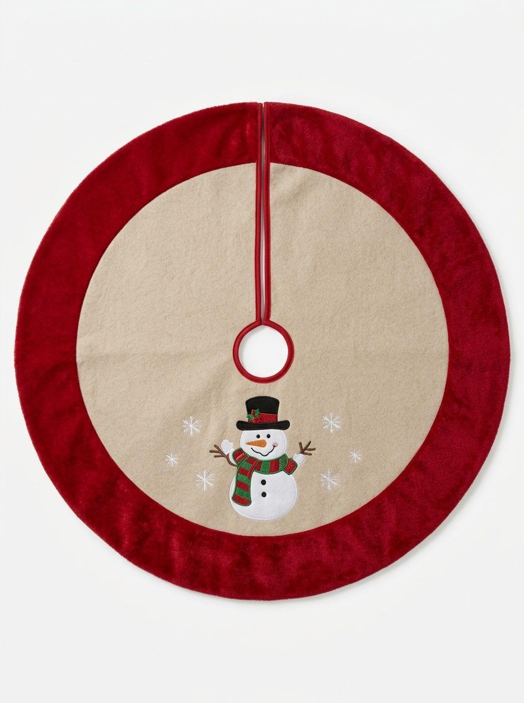 Pie De Arbol De Navidad 120cm Rojo Con Diseno Aleatorio-0