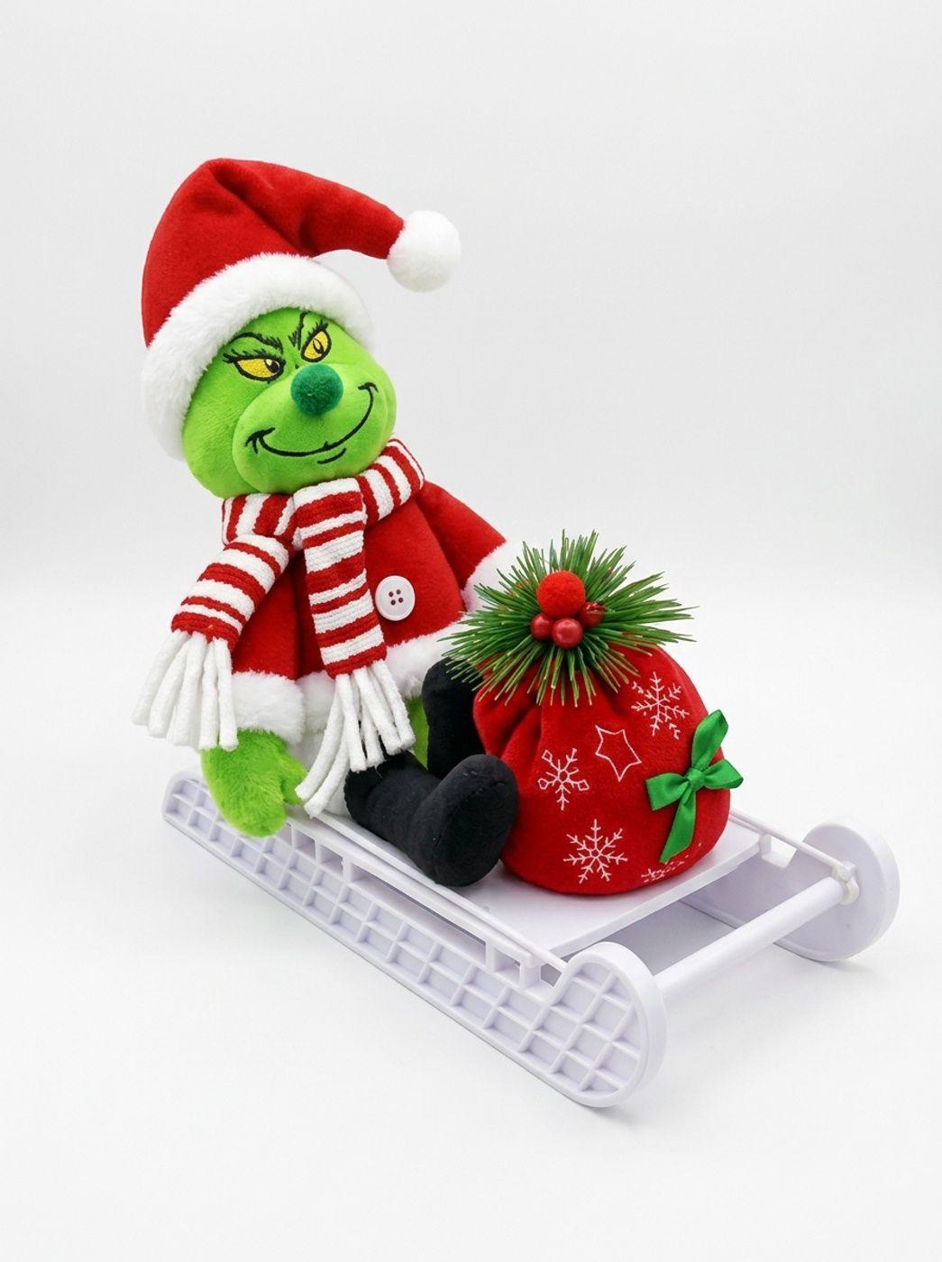 Adorno Navidad Grinch En Trineo Con Saco 18x25 Cm-0