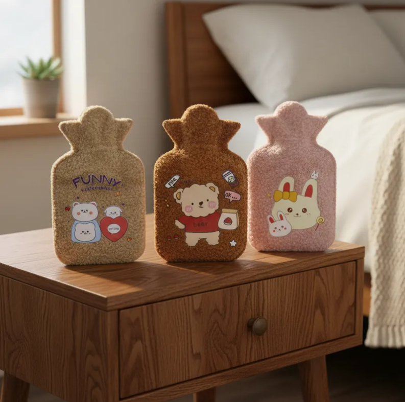 Set X4 Guatero Bolsa De Agua Caliente Funda Peluche-4