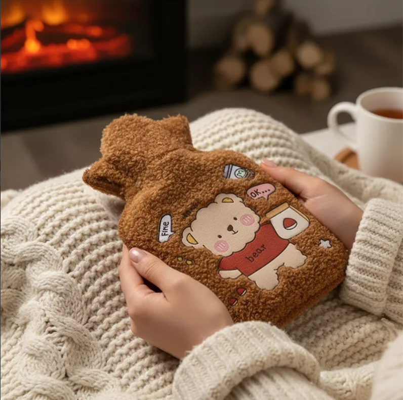 Set X4 Guatero Bolsa De Agua Caliente Funda Peluche-5