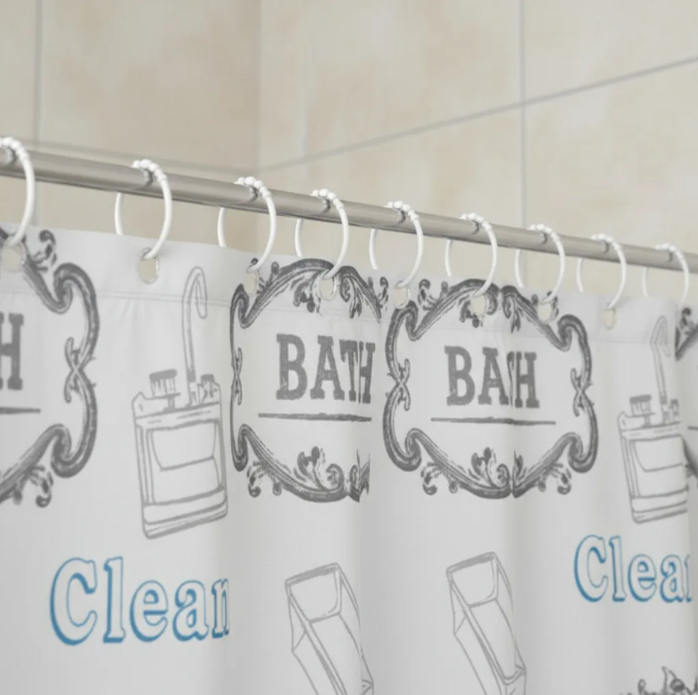 Cortina De Ducha De Peva Con Estampado De Letras-2