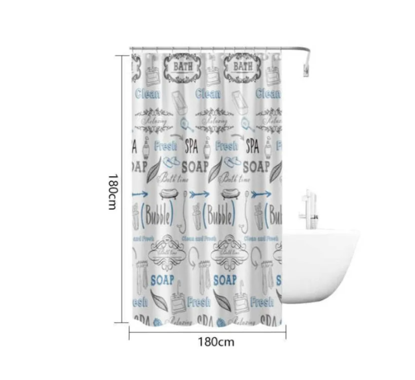 Cortina De Ducha De Peva Con Estampado De Letras-4