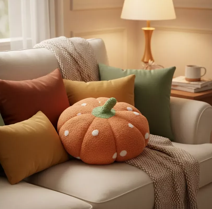 Cojin Decorativo Calabaza Con Lunares 40cm-1