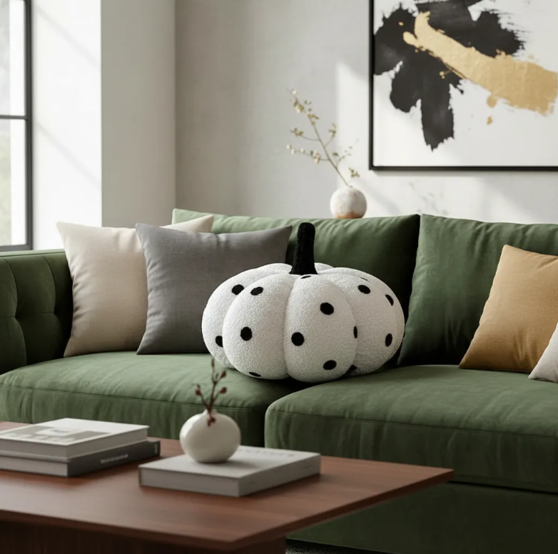 Cojin Decorativo Calabaza Con Lunares 40cm-4