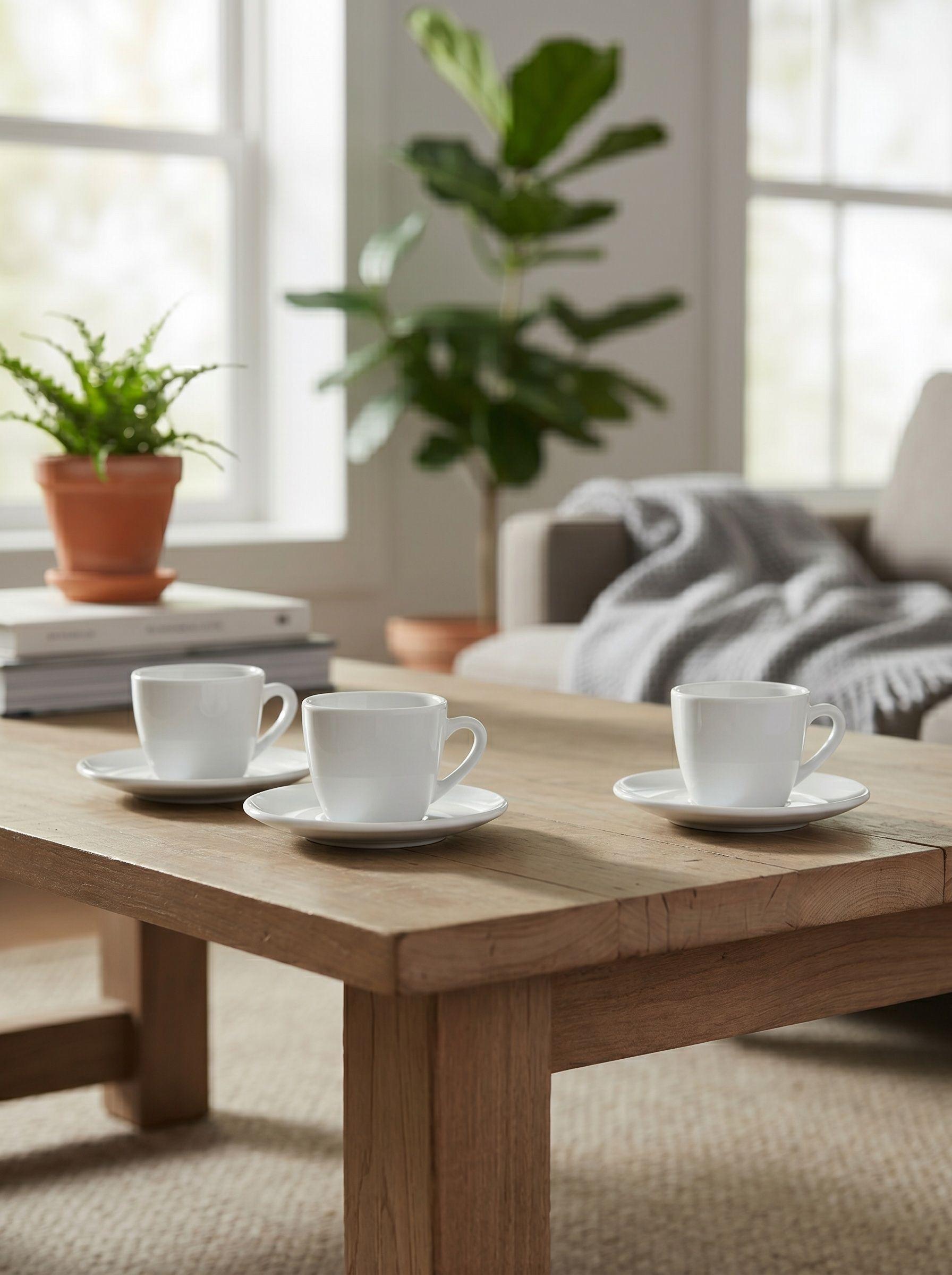 Set X6 Taza De Cafe Espresso Ceramica Blanca 85ml Con Plato-3