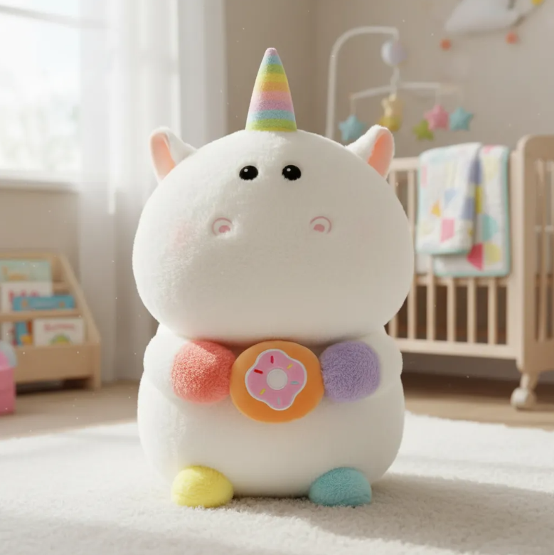 Peluche Unicornio Kawaii Con Dona Arco ris Suave 21cm-2