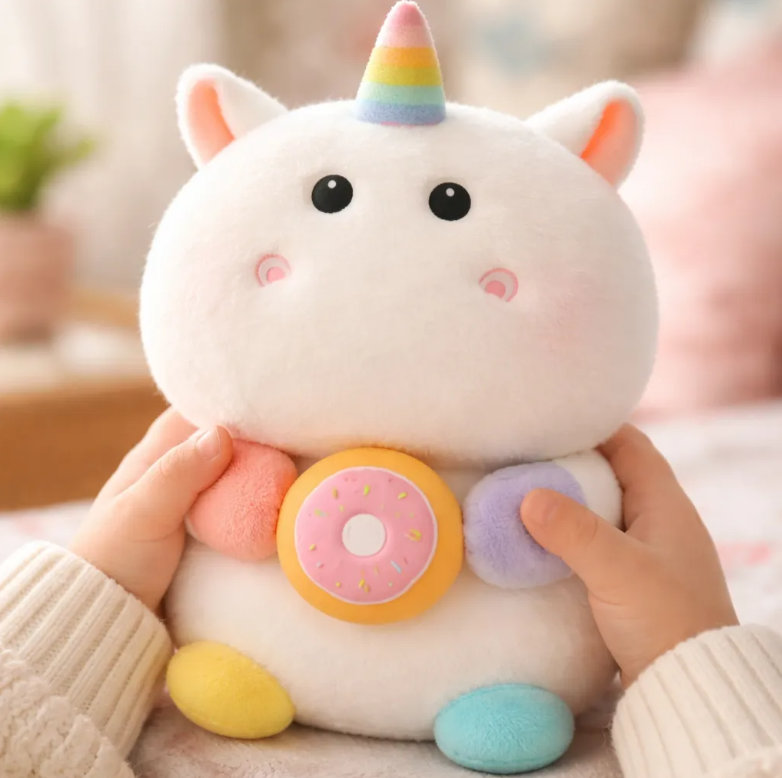 Peluche Unicornio Kawaii Con Dona Arco ris Suave 21cm-3