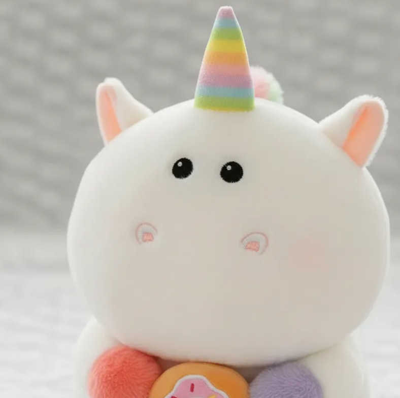 Peluche Unicornio Kawaii Con Dona Arco ris Suave 21cm-5