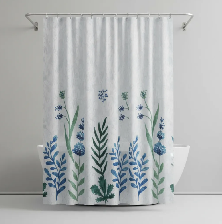 Cortina de baño estampados de Hojas 180cmx180cm-3