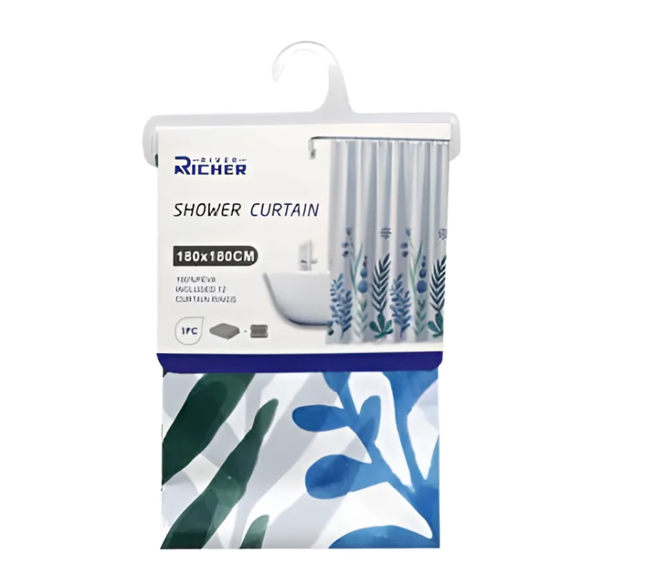 Cortina de baño estampados de Hojas 180cmx180cm-4