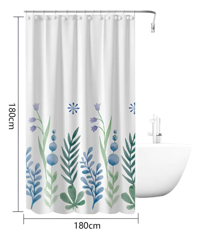 Cortina de baño estampados de Hojas 180cmx180cm-6