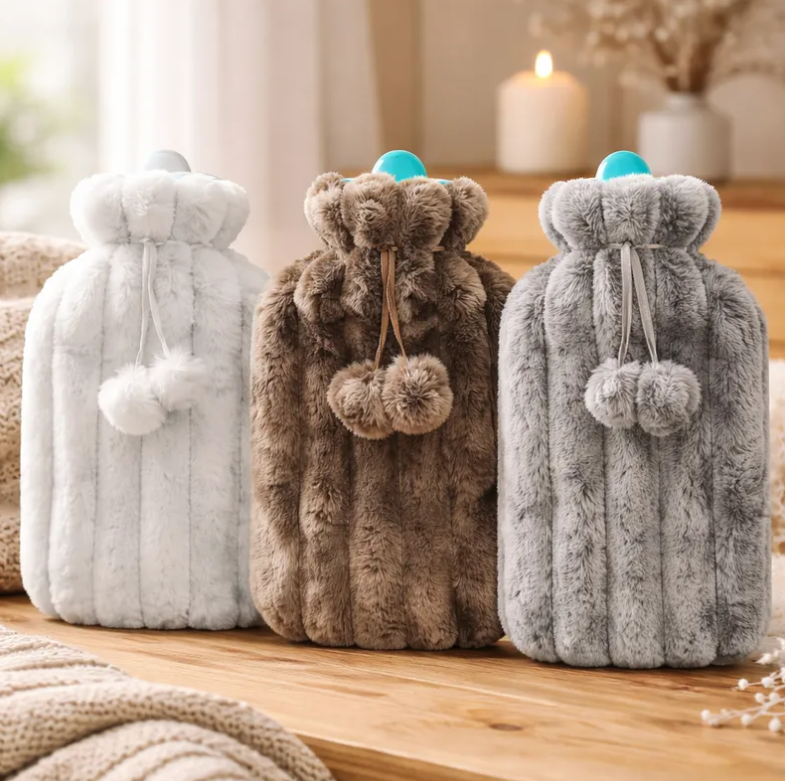 Guatero Bolsa De Agua Caliente 2 Litros Con Funda De Peluche-3