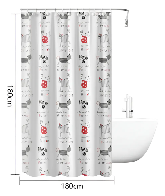 Cortina de Baño Estampada de gatos-3