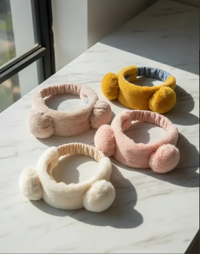 Cintillo De Felpa Skincare Maquillaje Con Orejitas Kawaii-3