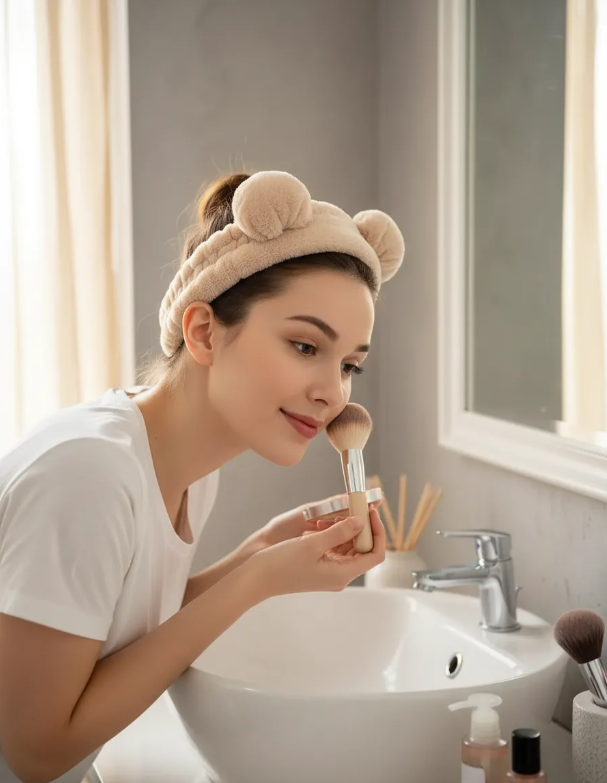 Cintillo De Felpa Skincare Maquillaje Con Orejitas Kawaii-5