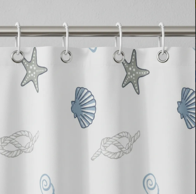 Cortina de Ducha Estampado Estrella y Concha de mar-2