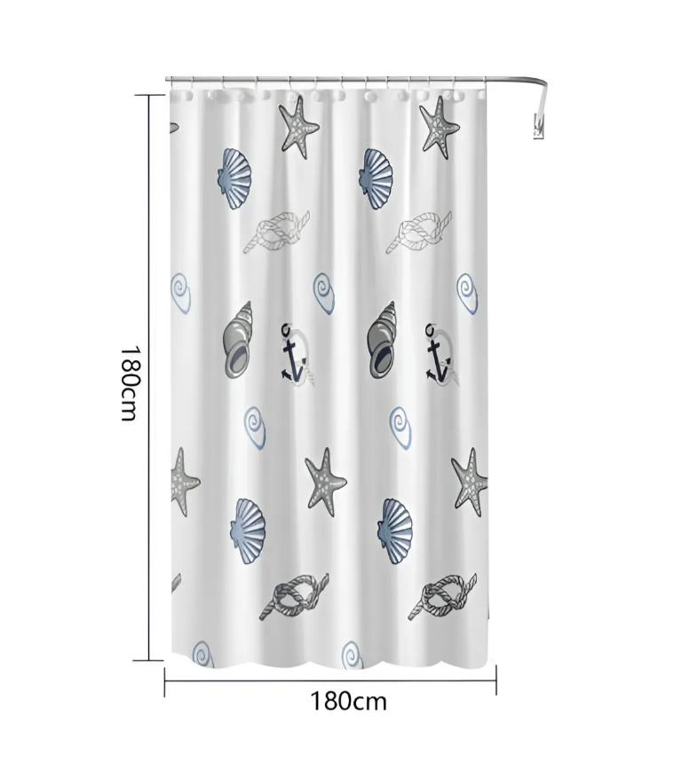 Cortina de Ducha Estampado Estrella y Concha de mar-4