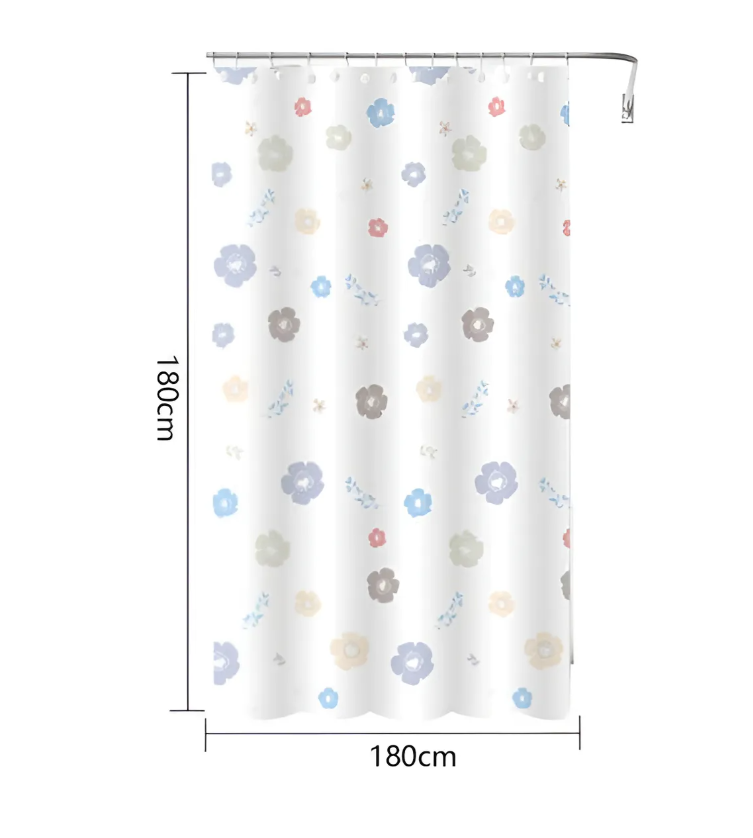 Cortina de Baño de Peva con Estampado de Flores-3