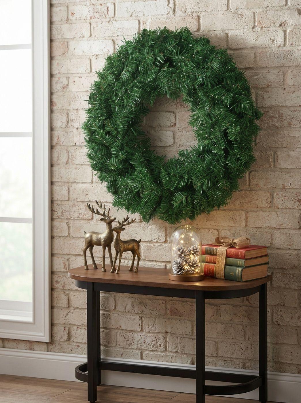 Corona Navide a Artificial Verde 60 cm Decoracion Navidad-1