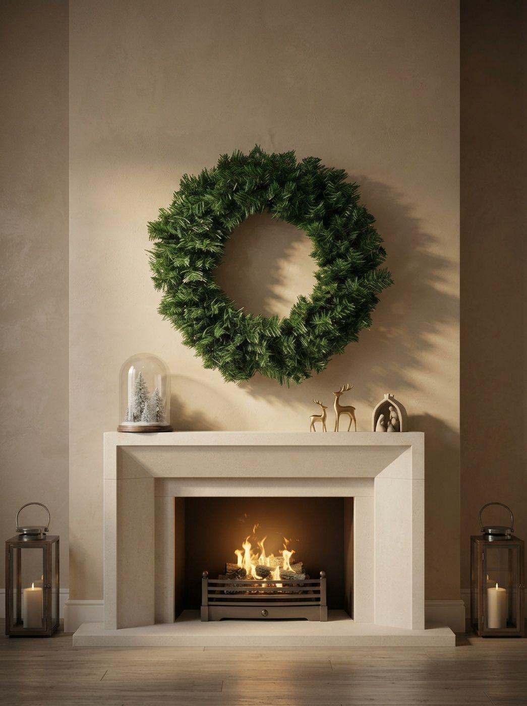 Corona Navide a Artificial Verde 60 cm Decoracion Navidad-4
