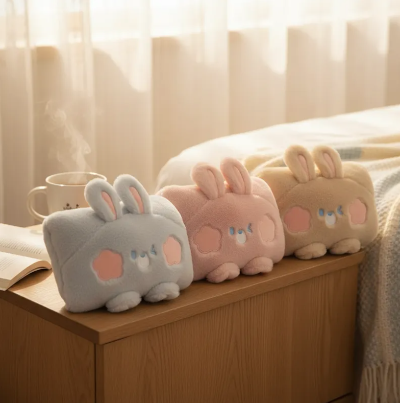 Guatero Electrico Calientamanos De Peluche Diseno Conejo Kawaii-5