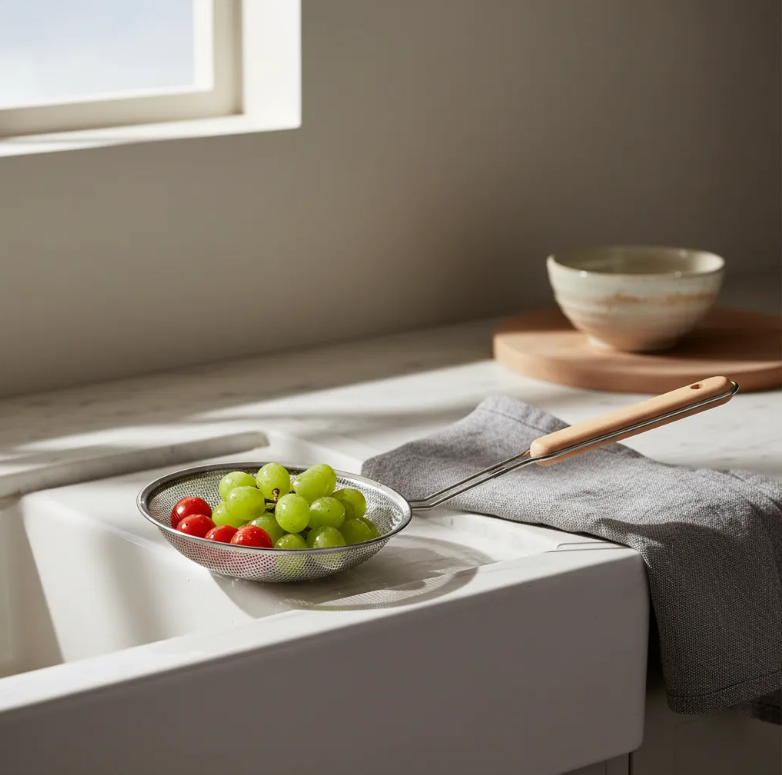 Colador De Acero Inoxidable Con Mango De Madera 18cm-5