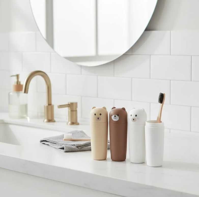 Set 3 Porta Cepillos De Dientes Vaso Estuche Viaje Dise o Oso-4
